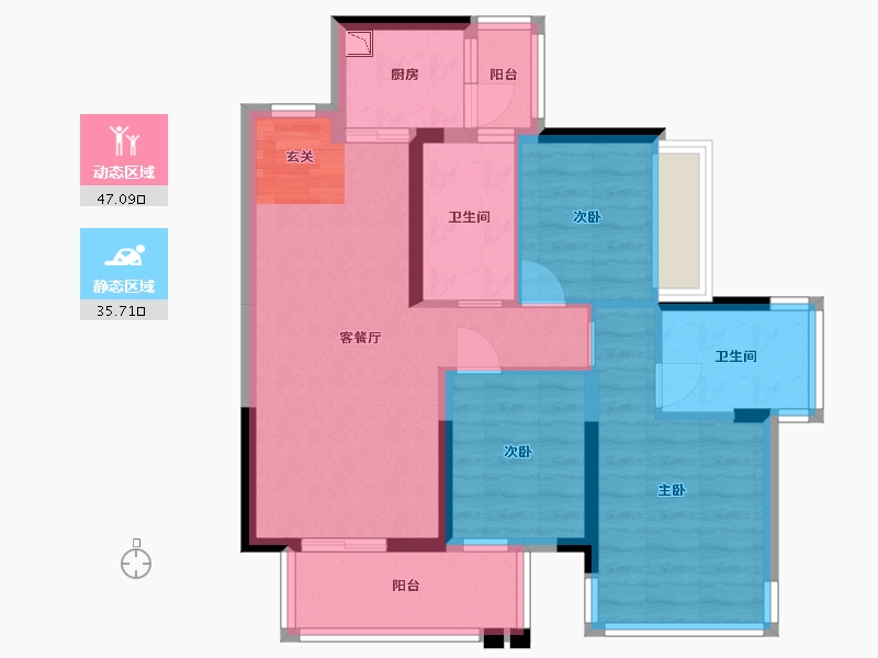 广西壮族自治区-南宁市-天健和府-72.55-户型库-动静分区