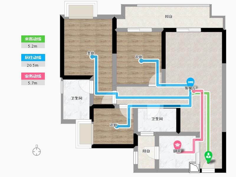 四川省-成都市-凯德卓锦万黛-76.33-户型库-动静线