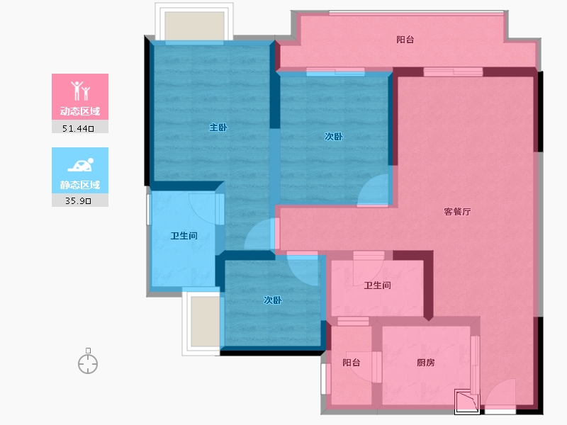 四川省-成都市-凯德卓锦万黛-76.33-户型库-动静分区