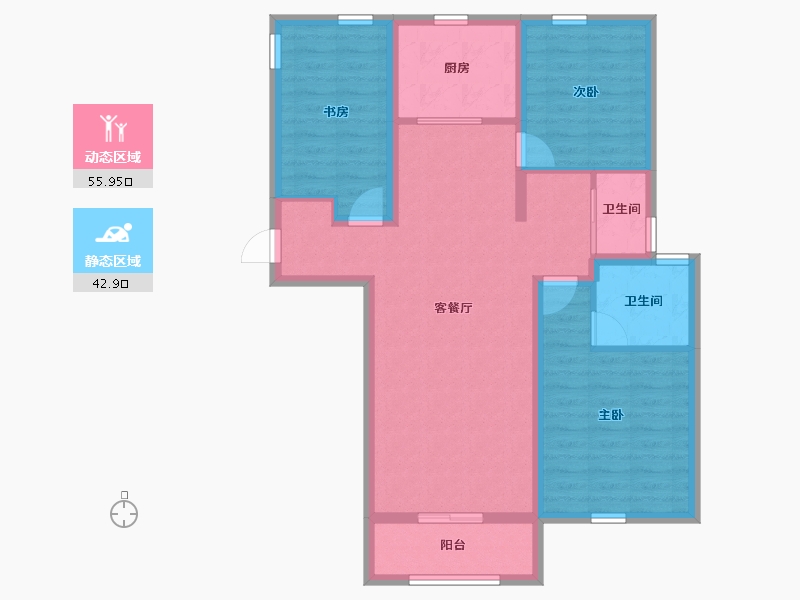 河北省-唐山市-万科南湖春晓5期-88.22-户型库-动静分区