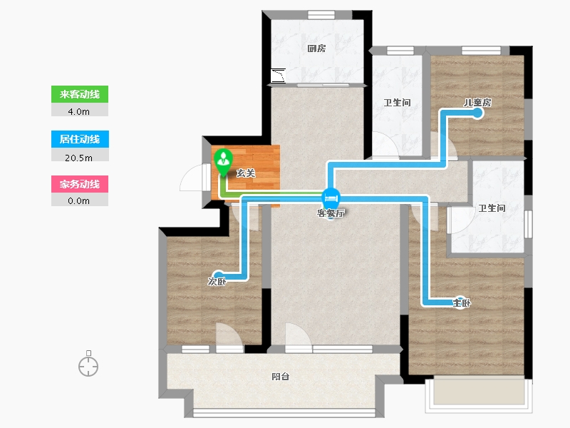 山东省-青岛市-世茂香奈公馆-86.80-户型库-动静线