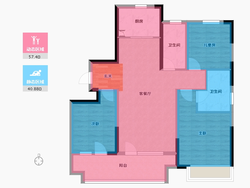 山东省-青岛市-世茂香奈公馆-86.80-户型库-动静分区