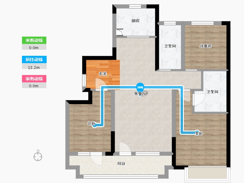 山东省-青岛市-世茂香奈公馆-85.34-户型库-动静线