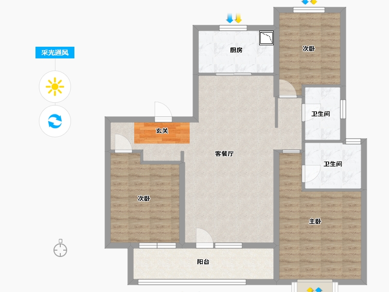 山东省-青岛市-龙湖春江紫宸-100.00-户型库-采光通风