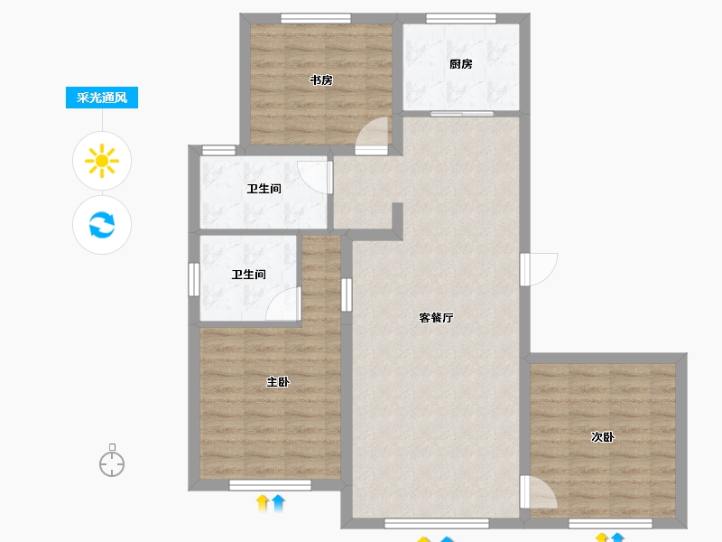 新疆维吾尔自治区-乌鲁木齐市-水龙湾-90.11-户型库-采光通风