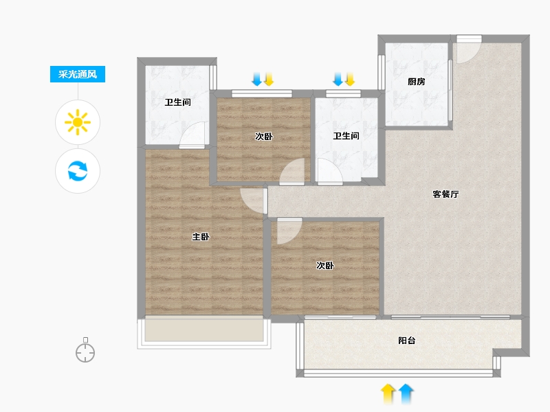 河南省-信阳市-建业中山上院-102.40-户型库-采光通风