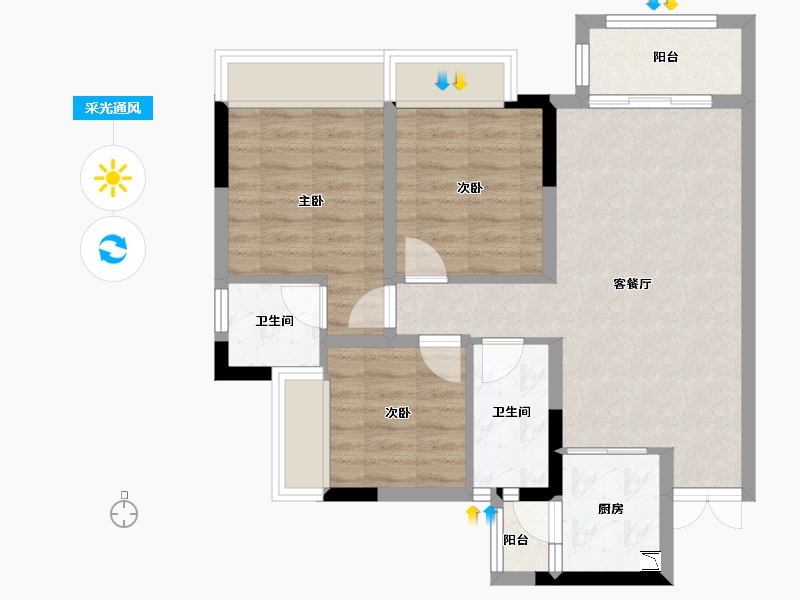 四川省-遂宁市-临江学府-68.92-户型库-采光通风