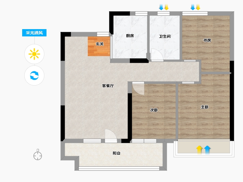 山东省-青岛市-众安・青岛新城市-71.20-户型库-采光通风