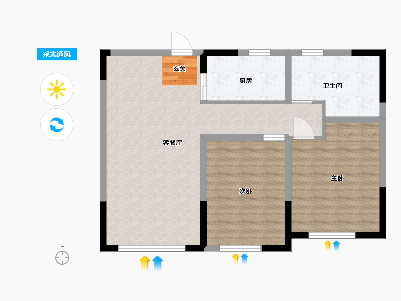 辽宁省-大连市-天下粮仓B区-76.00-户型库-采光通风