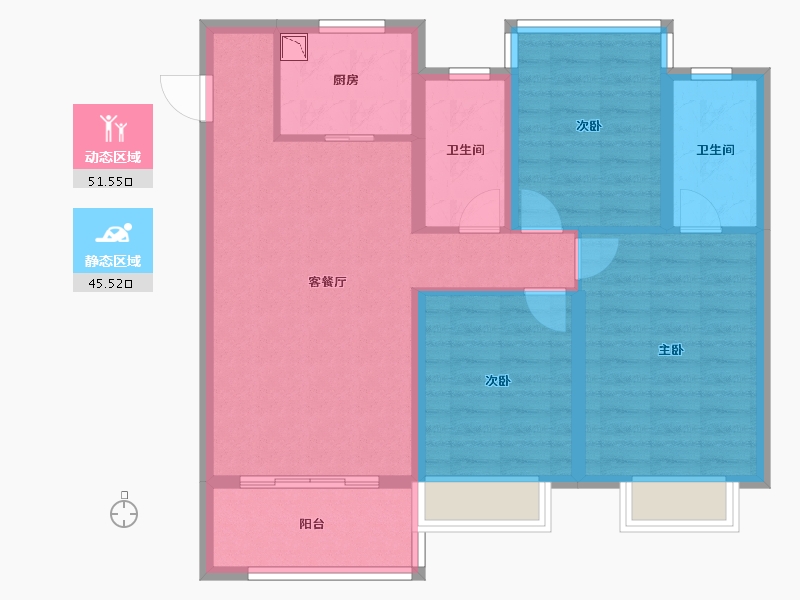 浙江省-杭州市-萧悦中御府-86.52-户型库-动静分区