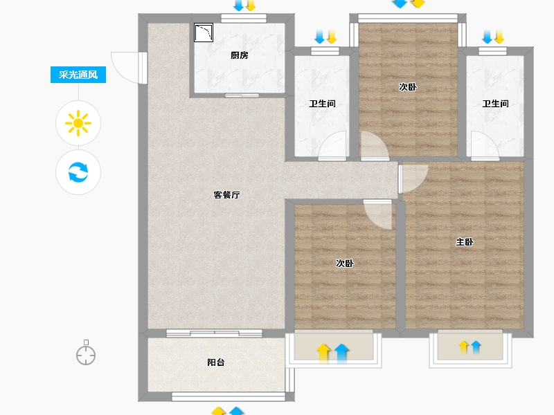 浙江省-杭州市-萧悦中御府-86.52-户型库-采光通风