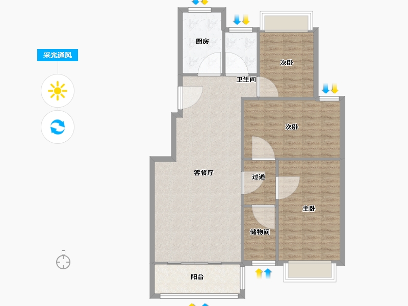 湖南省-长沙市-鄱阳小区-103.01-户型库-采光通风