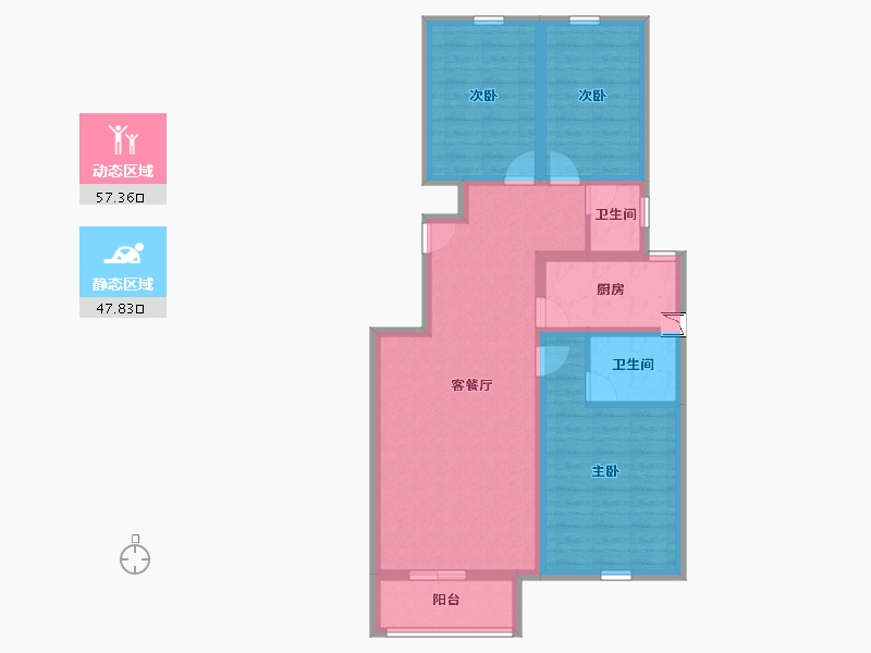 河北省-沧州市-庆丰花园3期-93.53-户型库-动静分区