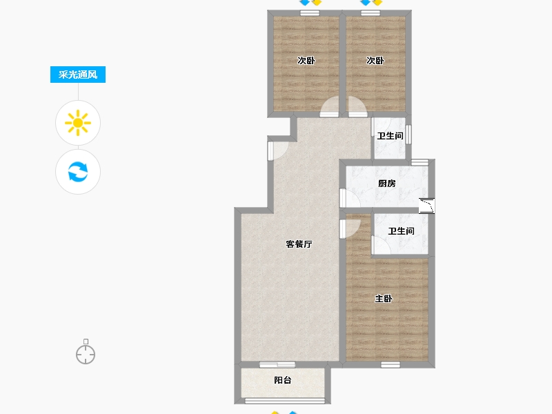 河北省-沧州市-庆丰花园3期-93.53-户型库-采光通风