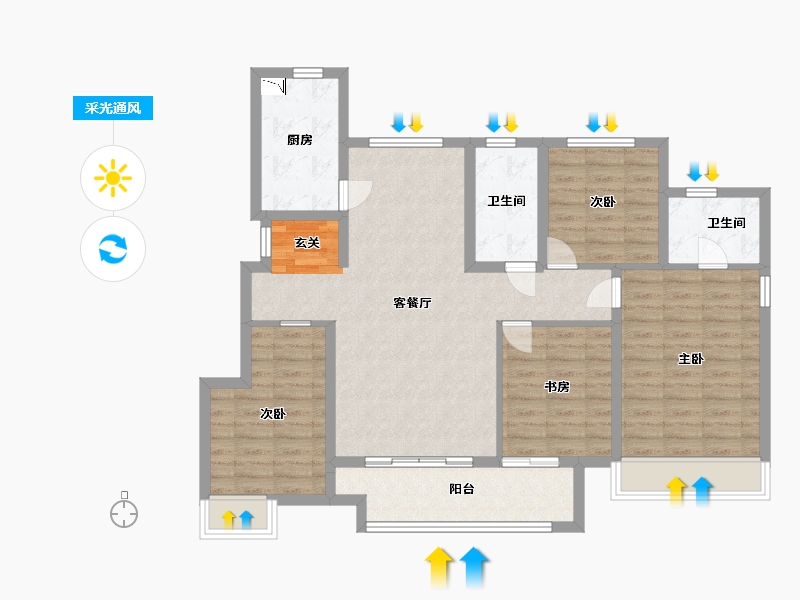 山东省-威海市-威海万达广场-104.00-户型库-采光通风