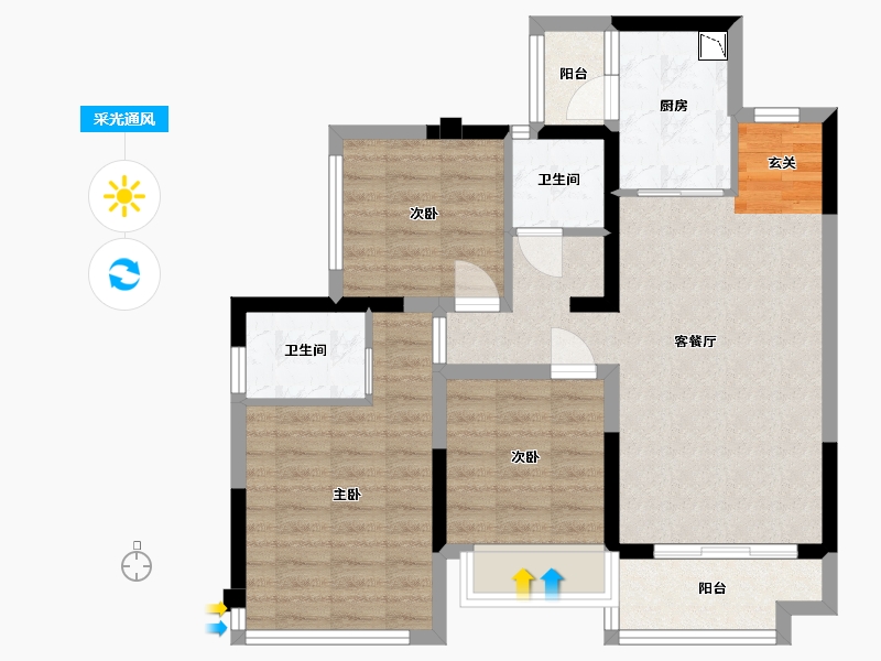 四川省-宜宾市-正黄・翡翠堂-77.12-户型库-采光通风