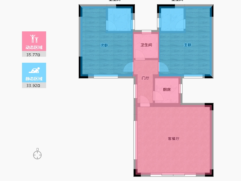 广东省-汕头市-黄金海岸花园三区-62.40-户型库-动静分区