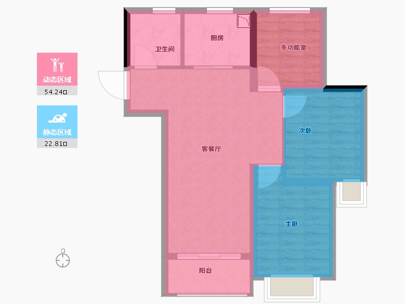 湖南省-长沙市-合能湘江公馆-69.04-户型库-动静分区