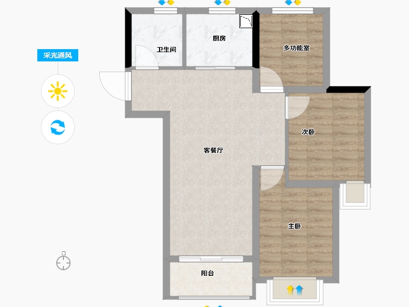 湖南省-长沙市-合能湘江公馆-69.04-户型库-采光通风