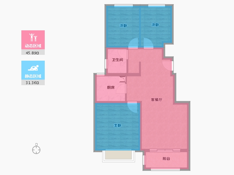 河北省-张家口市-中国铁建・西山国际城-68.36-户型库-动静分区