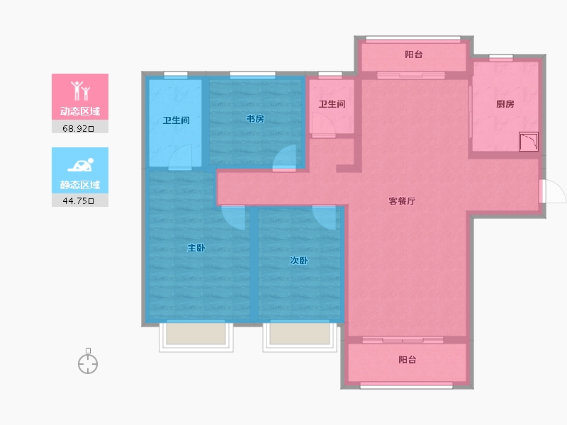 陕西省-西安市-新城-100.90-户型库-动静分区