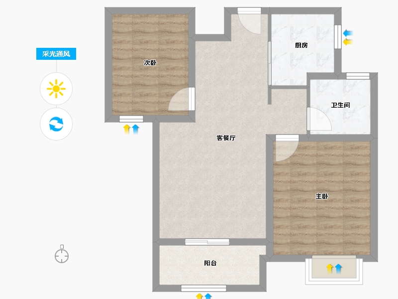 山东省-菏泽市-花都绿地-72.00-户型库-采光通风