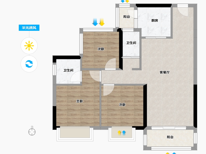 广西壮族自治区-贵港市-碧桂园交投・中央上城-73.94-户型库-采光通风