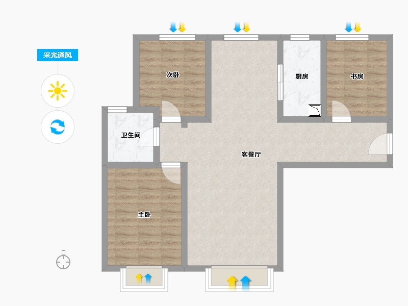 新疆维吾尔自治区-乌鲁木齐市-特变都市花园-79.89-户型库-采光通风