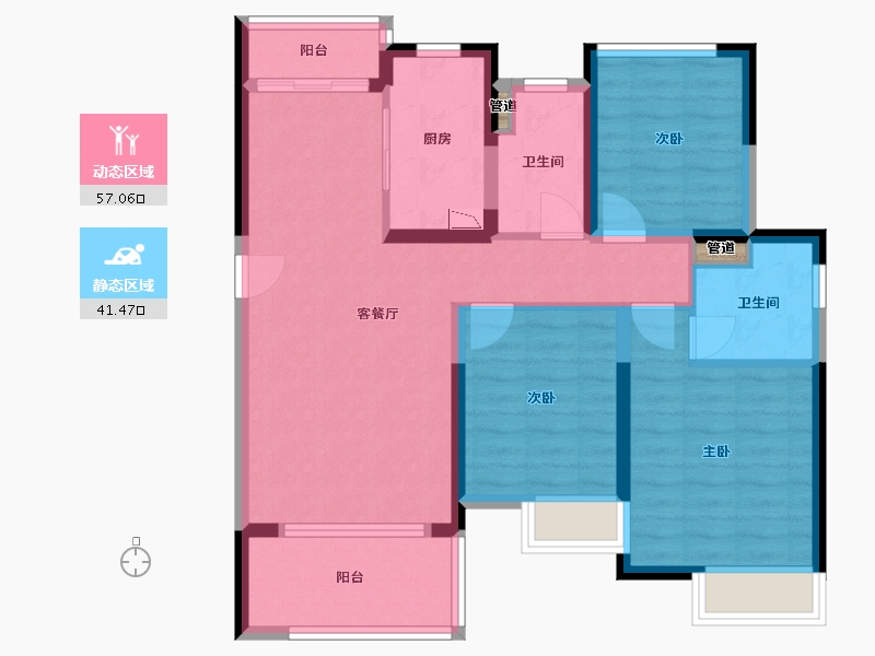 安徽省-滁州市-雅居乐・御宾府-87.99-户型库-动静分区