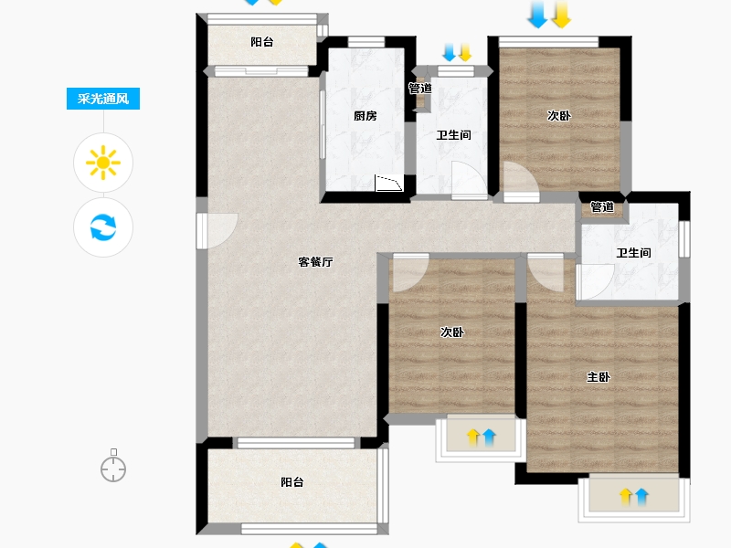 安徽省-滁州市-雅居乐・御宾府-87.99-户型库-采光通风