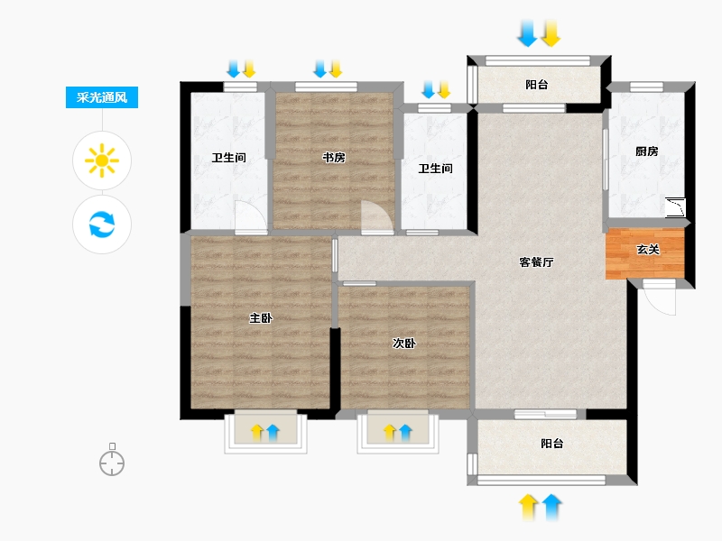 广东省-佛山市-建投绿地・璀璨天城-92.00-户型库-采光通风