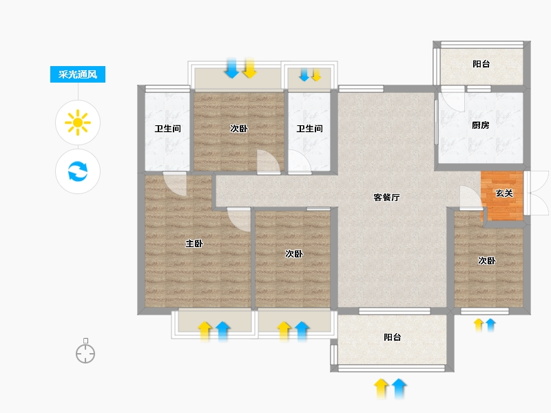 广东省-佛山市-越秀星汇瀚府-104.00-户型库-采光通风