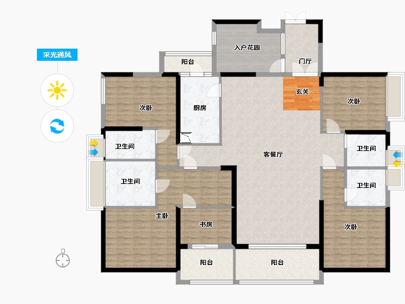 广东省-佛山市-唯美・臻岸华府-189.67-户型库-采光通风