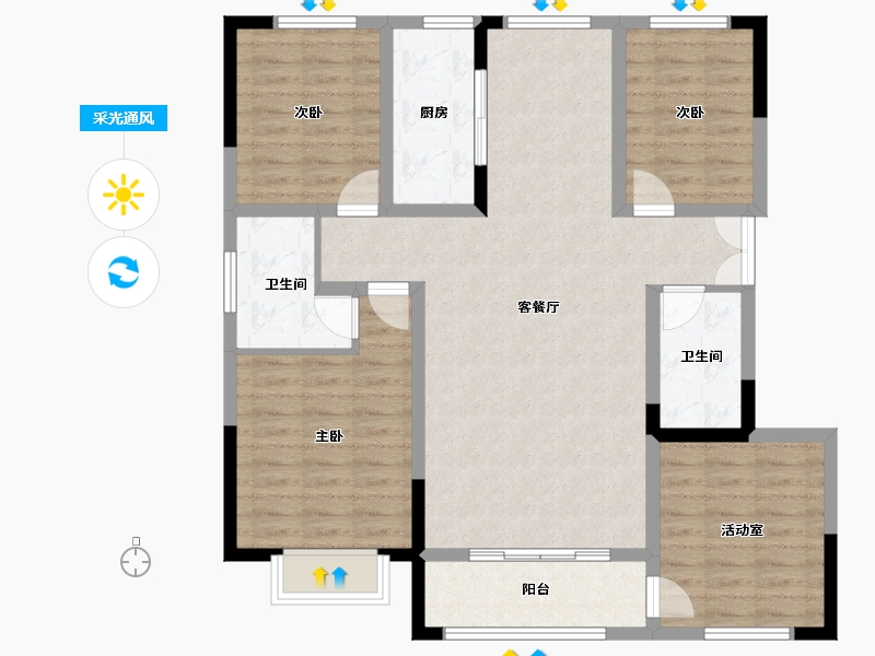 甘肃省-金昌市-聚金润园-104.74-户型库-采光通风