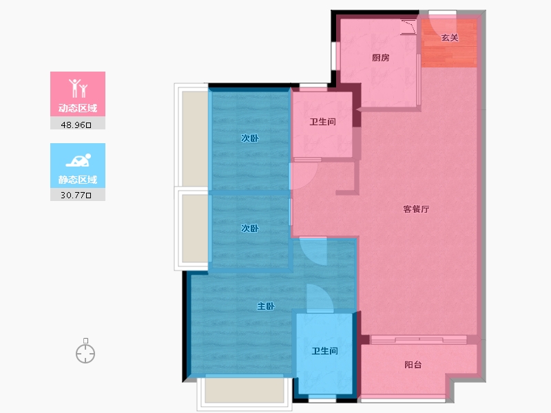 广东省-佛山市-美的玖峰广场-71.42-户型库-动静分区