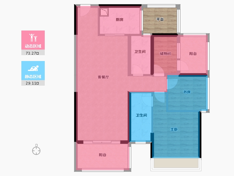 广西壮族自治区-贵港市-鑫炎・桃花源-96.09-户型库-动静分区