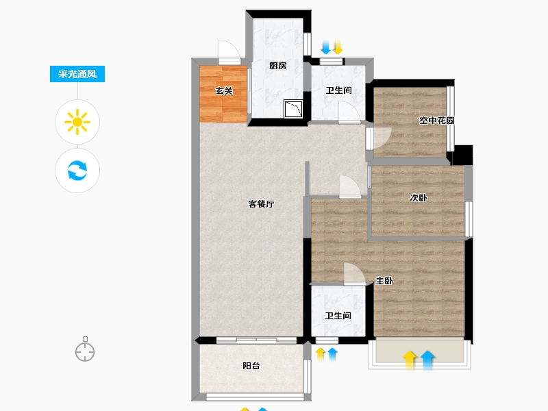 广东省-佛山市-保利中交大都汇-79.38-户型库-采光通风