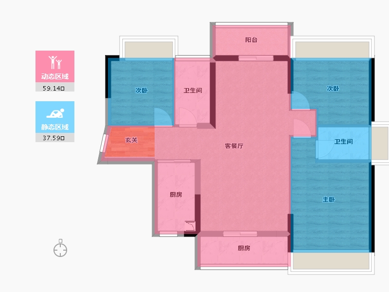 广东省-佛山市-谊泰豪苑-86.24-户型库-动静分区