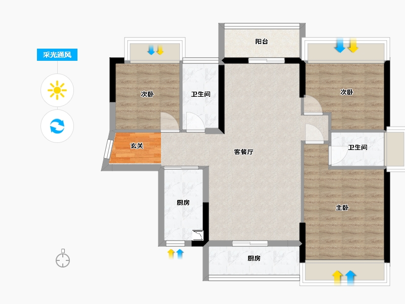 广东省-佛山市-谊泰豪苑-86.24-户型库-采光通风