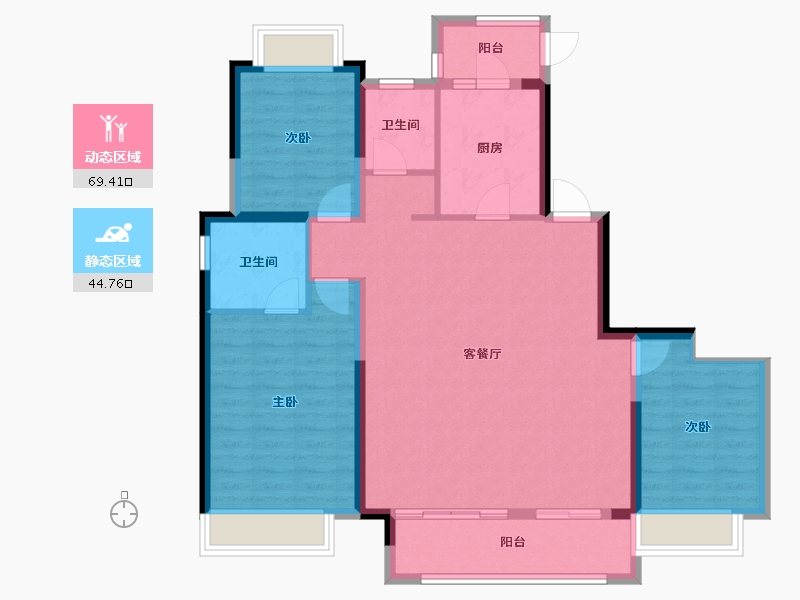 湖南省-长沙市-新城和樾-103.39-户型库-动静分区