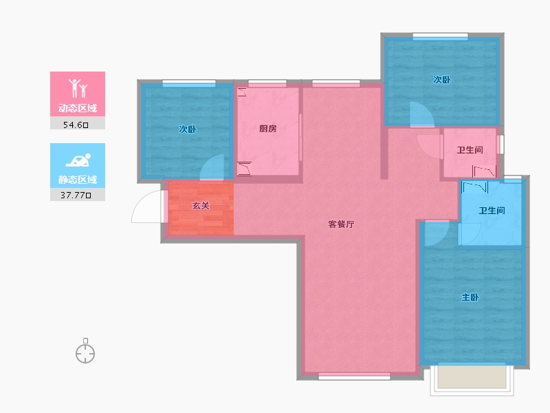 甘肃省-兰州市-万科璞悦臻园-81.91-户型库-动静分区