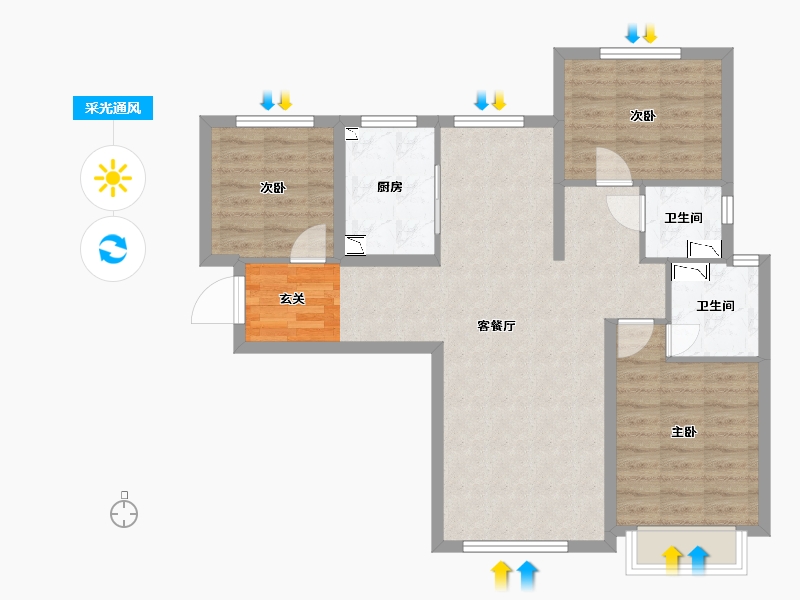 甘肃省-兰州市-万科璞悦臻园-81.91-户型库-采光通风