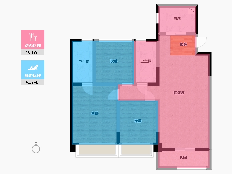 陕西省-西安市-世园大公馆Ⅲ期（上林艺境）-83.60-户型库-动静分区