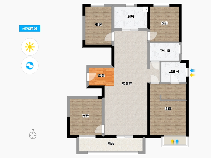 河北省-石家庄市-海亮德文郡-107.43-户型库-采光通风