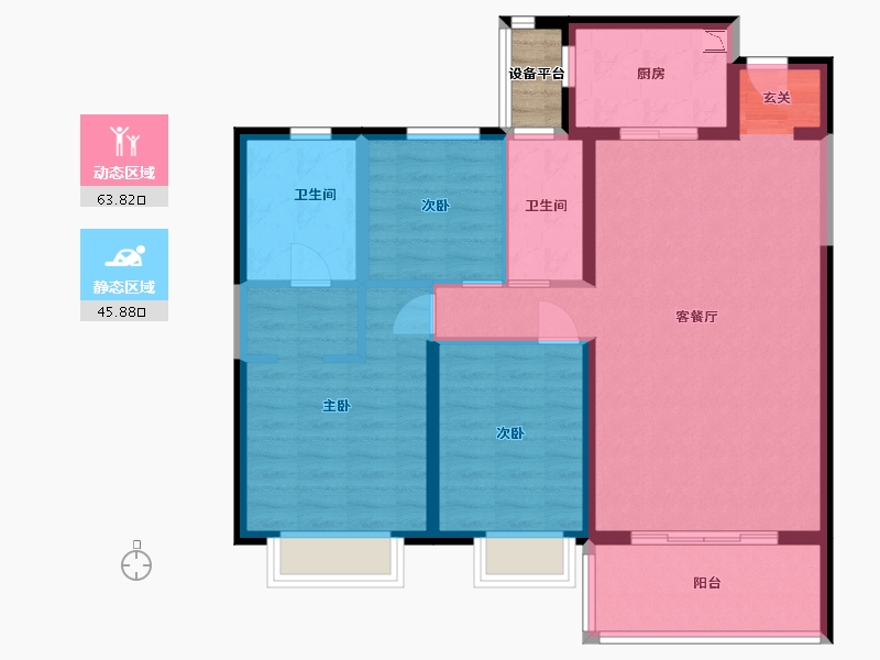 陕西省-西安市-华润置地・悦府-100.24-户型库-动静分区