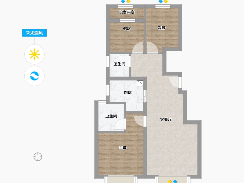 北京-北京市-京能｜电建・�吃猛�-59.69-户型库-采光通风