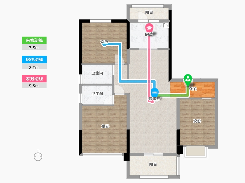 青海省-西宁市-碧桂园凤凰城-96.37-户型库-动静线