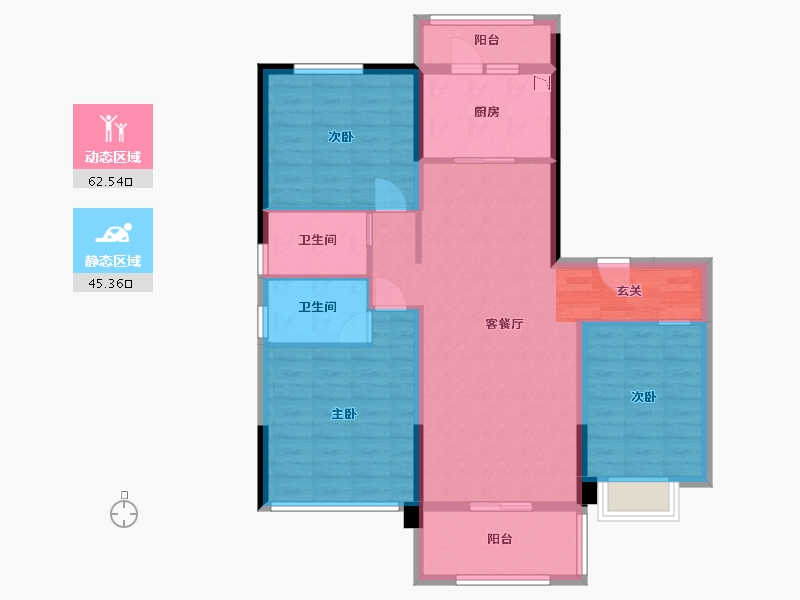 青海省-西宁市-碧桂园凤凰城-96.37-户型库-动静分区