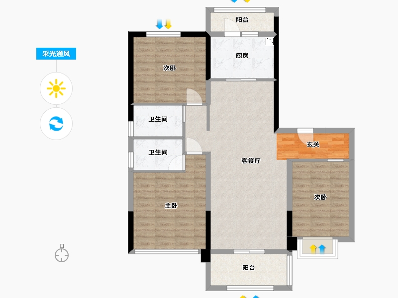 青海省-西宁市-碧桂园凤凰城-96.37-户型库-采光通风