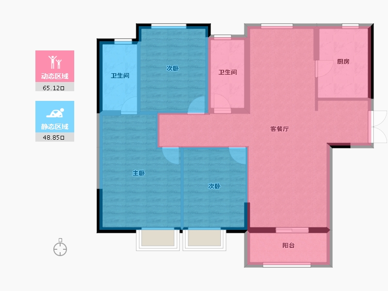 安徽省-黄山市-东方雅苑-103.16-户型库-动静分区